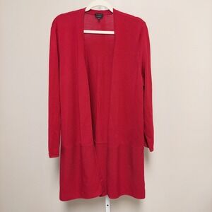 Talbots Merino Wool Duster Cardigan Sweater XL Longline Ribbed Knit Minimalish